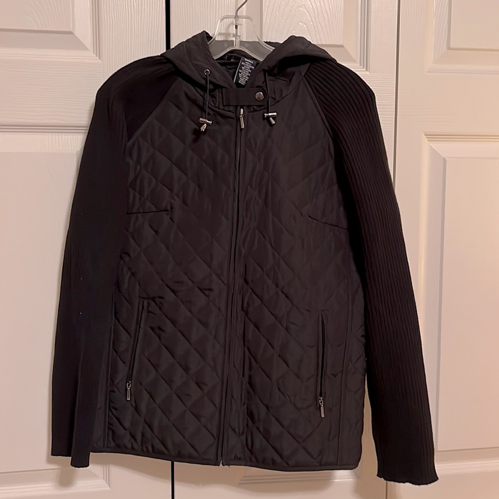 Hooded, quilted jacket